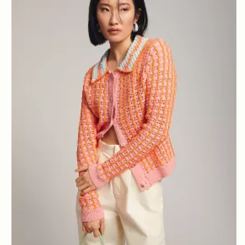 4SI3NNA Crotchet Cropped Sweater Cardigan